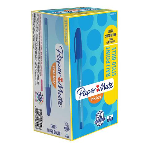 Paper Mate InkJoy 100 Ball Pen Medium 1.0 Tip 0.7mm Line Blue Ref S0957130 [Pack 50] Newell Rubbermaid