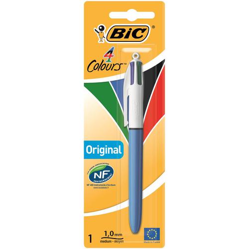 Bic 4-Colour Ball Pen Medium 1.0mm Tip 0.32mm Line Blue Black Red Green Ref 802077 Bic