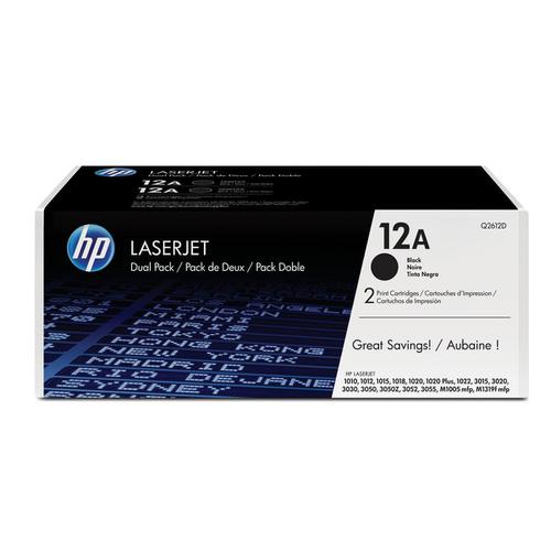 HP 12A Laser Toner Cartridge Page Life 2000pp Black Ref Q2612AD [Pack 2]
