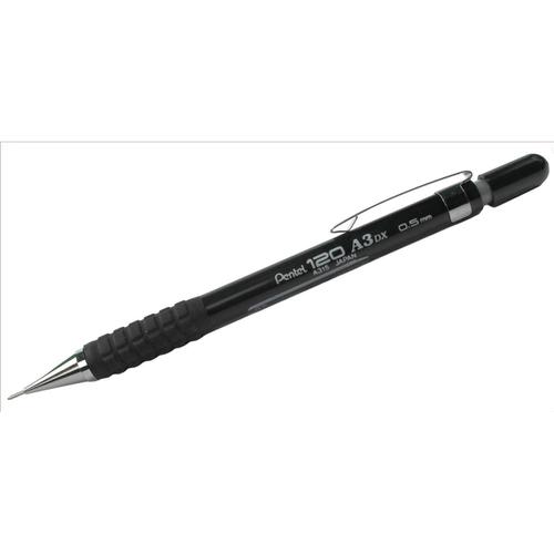 Pentel A315 Automatic Pencil with Rubber Grip and 2 x HB 0.5mm Lead Black Barrel Ref A315-A [Pack 12] Pentel Co
