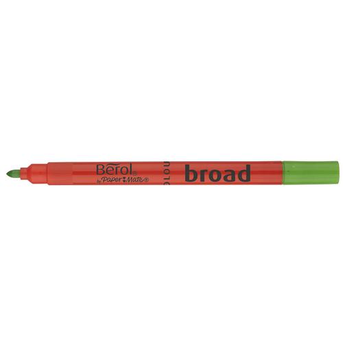 Berol Colour Broad Pens with Washable Ink 1.7mm Line Wallet Assorted Ref 2057596 [Pack 12]