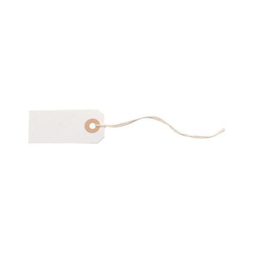50 White Strung Tags 96 x 48 mm String Tie On Parcel Luggage Tag 96mm x 48mm 