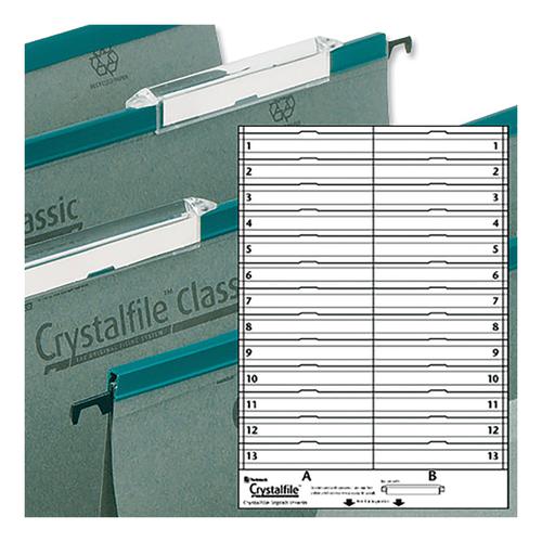 Rexel Crystalfile Classic Linking Suspension File Card Tab Inserts Extra-deep White Ref 78290 [Pack 52] ACCO Brands