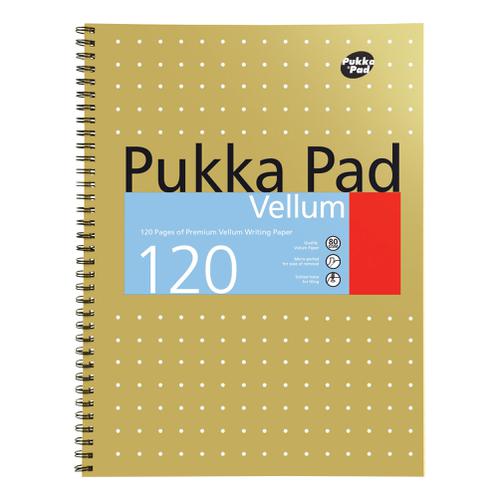 Pukka Pad Vellum Notebook Wirebound 80gsm Ruled Margin Perf Punched 4 Holes 120pp A4+ Ref VJM/1 [Pack 3]