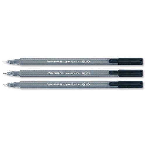 0.3mm, Black, Pack of 10 New Triplus Fineliner Pens, 