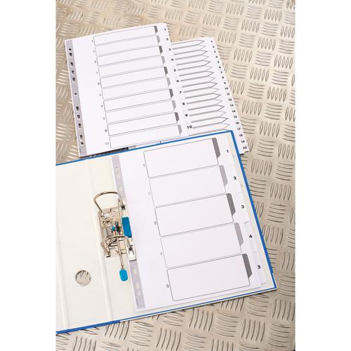 Elba Index 1-10 Multipunched Mylar-reinforced Tabs 170gsm A4 White Ref 100204615 514268 Buy online at Office 5Star or contact us Tel 01594 810081 for assistance