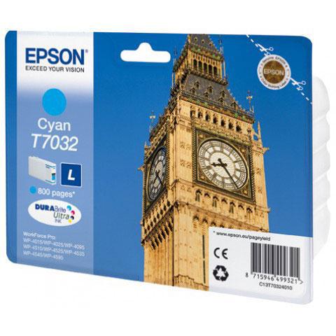 Epson T7032 Inkjet Cartridge Big Ben Page Life 800pp 9.6ml Cyan Ref C13T70324010
