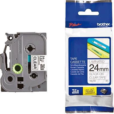 Brother P-touch TZE Label Tape 24mmx8m Black on Clear Ref TZE151 859095 Buy online at Office 5Star or contact us Tel 01594 810081 for assistance