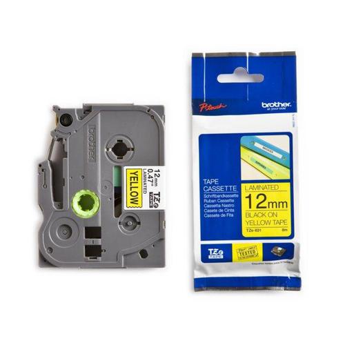 Brother P-touch TZE Label Tape 12mmx8m Black on Yellow Ref TZE631 859060 Buy online at Office 5Star or contact us Tel 01594 810081 for assistance