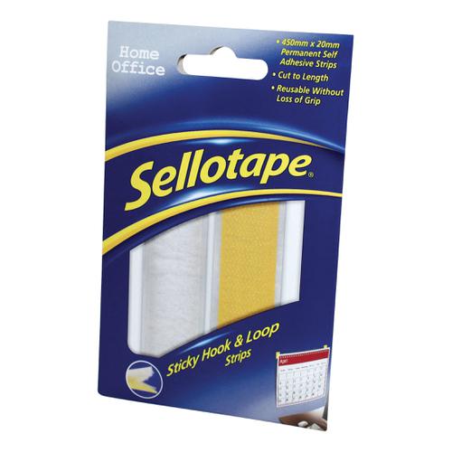 Sellotape Sticky Hook and Loop Strip 20mm x 450mm