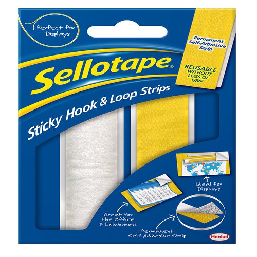 Sellotape Sticky Hook and Loop Strip 20mm x 450mm