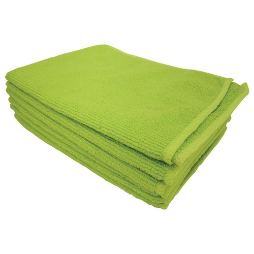 5 Star Facilities Microfibre Cleaning Cloth Colour-coded Multi-surface Green [Pack 6]