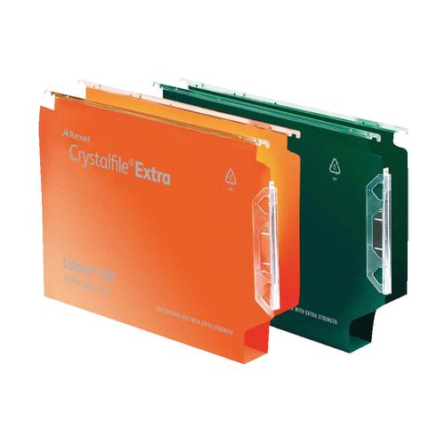 Rexel Crystalfile Extra Lateral File Polypropylene 30mm Wide-base Foolscap Orange Ref 300125 [Pack 25]