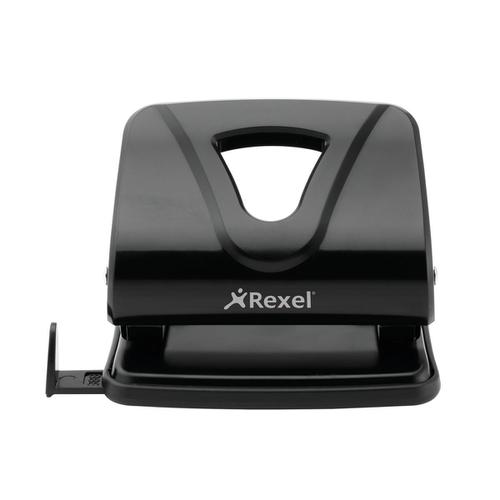 Rexel Ecodesk Punch 2-Hole Metal Long-handled Capacity 20x 80gsm Black Ref 2102616 ACCO Brands