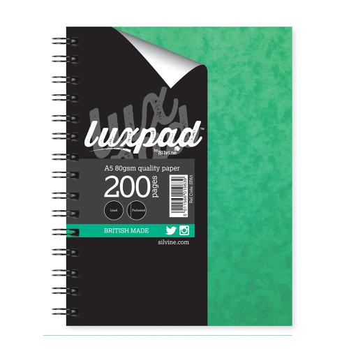 Silvine Notebook Twinwire Sidebound 75gsm Ruled Perforated 200pp A5 Green Ref SPA5 [Pack 6] Sinclairs
