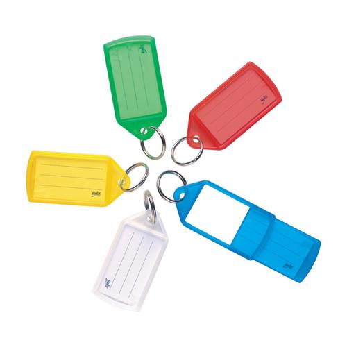 5 Star Facilities Sliding Key Fob Coloured Large Label Area 51x33mm25mm Ring Assorted [Pack 50]
