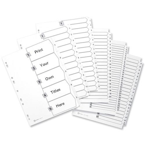 Avery Index Mylar 1-20 Punched Mylar-reinforced Tabs 150gsm A4 White Ref 05464061 Avery UK