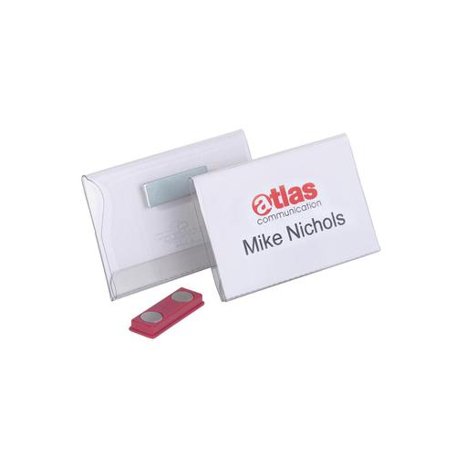 Durable Name Badges Magnetic W90xH54mm Transparent PVC Ref 8117 [Pack 25] Durable (UK) Ltd
