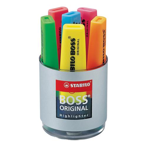 Stabilo Boss Highlighters Chisel Tip 2-5mm Line Set of Six Pens in Pot Assorted Ref 7006 [Pack 6]