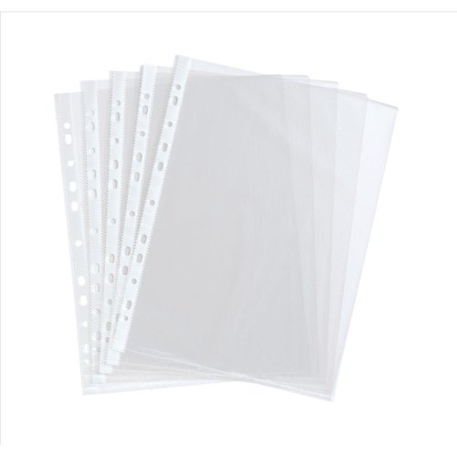 5 Star Value Punched Pocket Polypropylene Embossed Top-opening 40 Microns A4 Clear [Pack 100]