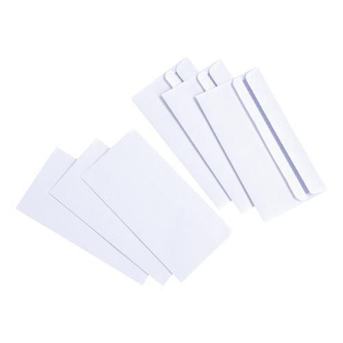 1000 DL Plain White Window SelfSeal Envelopes 110x220mm 