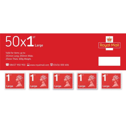 Royal Mail First Class Large Letter Stamps [Pack 50]