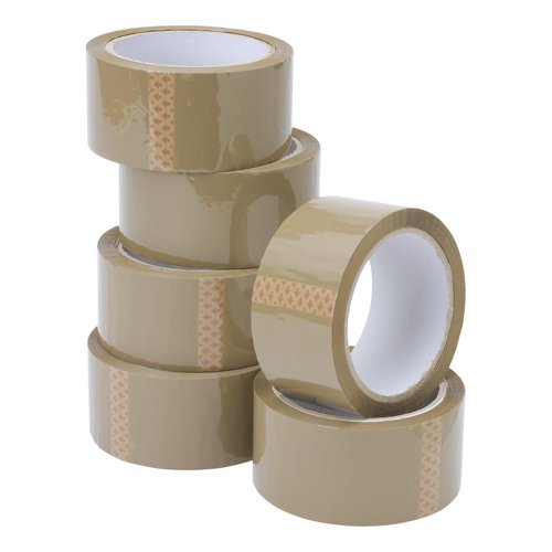 5 Star Value Packaging Tape 48mmx66m Buff [Pack 6]  638655