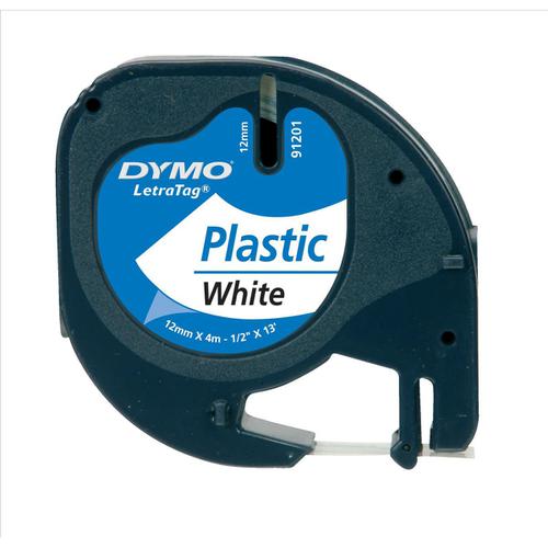 Dymo LetraTag Tape Plastic 12mmx4m Pearl White Ref S0721660 4014670 Buy online at Office 5Star or contact us Tel 01594 810081 for assistance