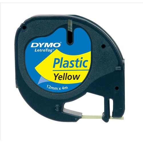 Dymo LetraTag Tape Plastic 12mmx4m Hyper Yellow Ref 91202 S0721620 Dymo