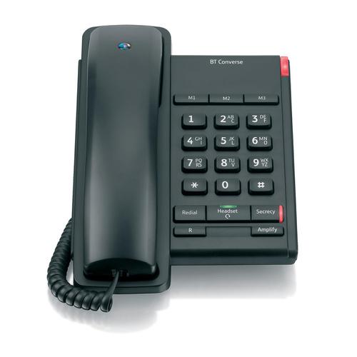 BT Converse 2100 Telephone 1 Redial Mute Function 3 Number Memory Black Ref 040206