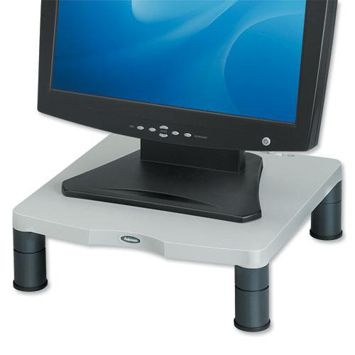 Fellowes Standard Monitor Riser 17in CRT 21in TFT Capacity 27kg 3 Heights 51-102mm Grey Ref 91712 802824 Buy online at Office 5Star or contact us Tel 01594 810081 for assistance
