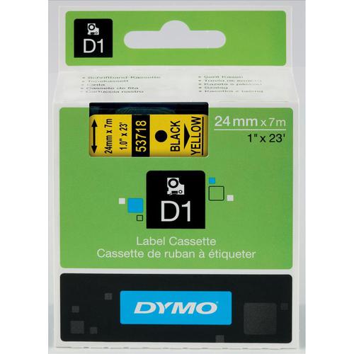 Dymo D1 Tape for Electronic Labelmakers 24mmx7m Black on Yellow Ref 53718 S0720980