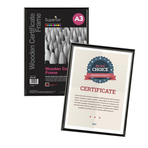 5 Star Facilities Snap Picture or Certificate Frame Polystyrene Front Back-loading A3 420x297mm Black  696903