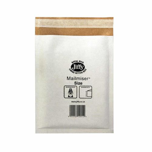 Jiffy Mailmiser Protective Envelopes Bubble-lined Size 2 205x245mm White Ref JMM-WH-2 [Pack 100]