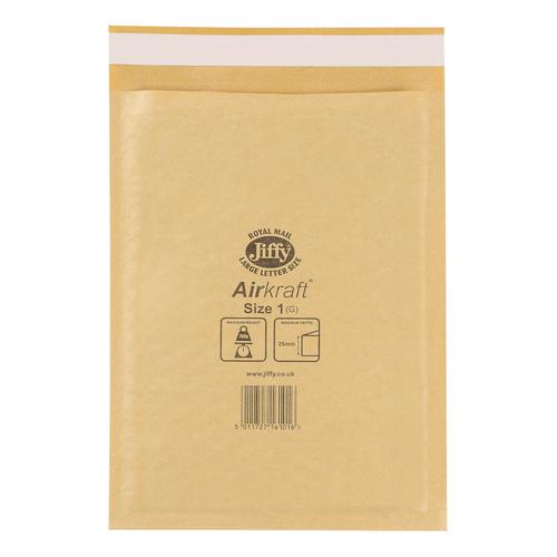Jiffy Airkraft Bubble Bag Envelopes Size 1 170x245mm Gold Ref JL-GO-1 [Pack 100]