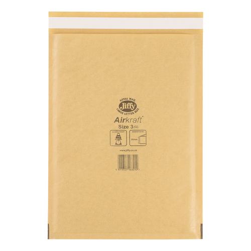 Jiffy Airkraft Bubble Bag Envelopes Size 3 220x320mm Gold Ref JL-GO-3 [Pack 50]