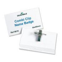 Durable Name Badges Combi Clip for Pin or Clip to Clothing 54x90mm Ref 8101-19 [Pack 50]
