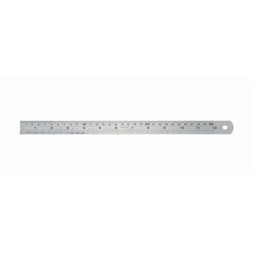 Linex Ruler Stainless Steel Imperial and Metric with Conversion Table 300mm Silver Ref LXESL30 Pelltech