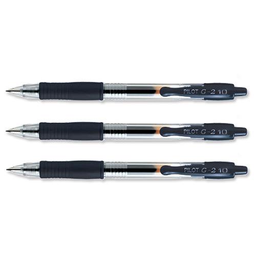 Pilot G210 Gel R/ball Pen Rubber Grip Retractable 1.0mm Tip 0.48mm Line Black Ref 4902505209802 [Pack 12] Pilot Pen