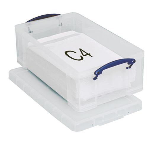 Really Useful Storage Box Plastic Lightweight Robust Stackable 12 Litre W270xD465xH155mm Clear Ref 12C Really Useful Products