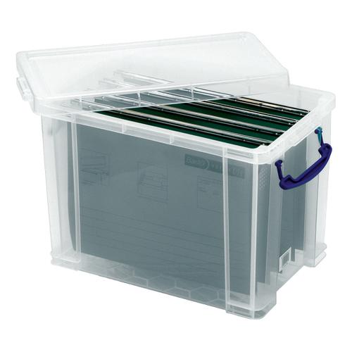 Really Useful Filing Box Plastic with 10 suspension files F/cap 24 Litre W270xD465xH290mmRef24C&10susp