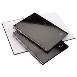 PremierTeam FSC Spiral Bound Hard Cover Notebook 80gsm Ruled with Margin Perf 140pp A4 Black OfficeTeam