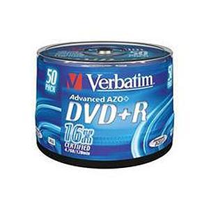 Verbatim DVD+R Recordable Disk Write-once Spindle 16x Speed 120min 4.7Gb Ref 43550 [Pack 50]  4037788