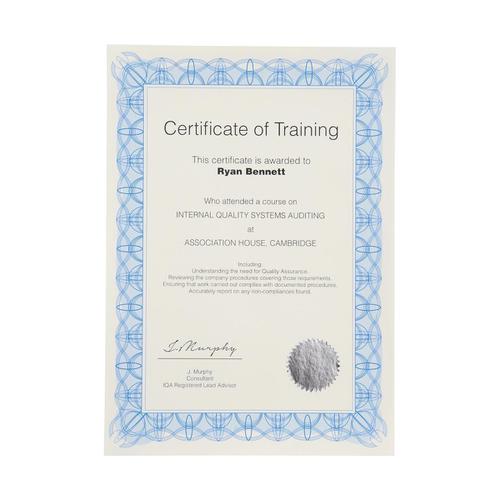 Certificate Papers with Foil Seals 90gsm A4 Blue Reflex [30 Sheets] The OT Group