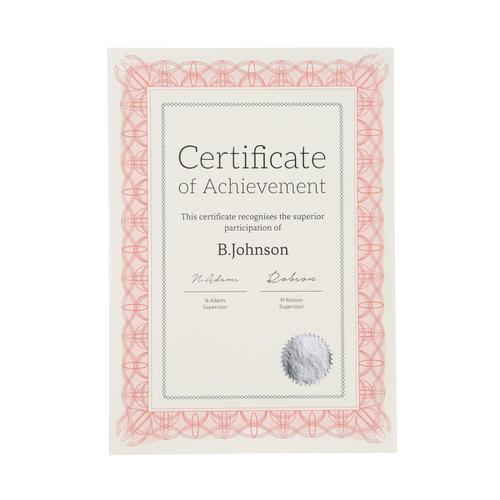 Certificate Papers with Foil Seals 90gsm A4 Reflex Red [30 Sheets] The OT Group