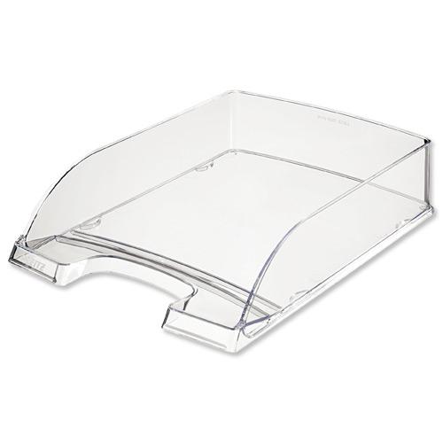 Leitz Letter Tray Robust Polystyrene High Sided with Extra Label Space Clear Ref 52260002