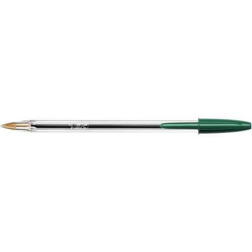 Bic Cristal Ball Pen Clear Barrel 1.0mm Tip 0.32mm Line Green Ref 8373629 [Pack 50] Bic