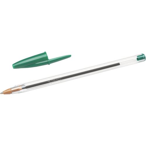 Bic Cristal Ball Pen Clear Barrel 1.0mm Tip 0.32mm Line Green Ref 8373629 [Pack 50] 844144 Buy online at Office 5Star or contact us Tel 01594 810081 for assistance