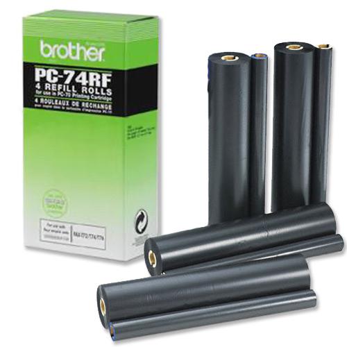 Brother Thermal Fax Ribbon Refill Page Life 144pp Black Ref PC74RF [Pack 4] Brother