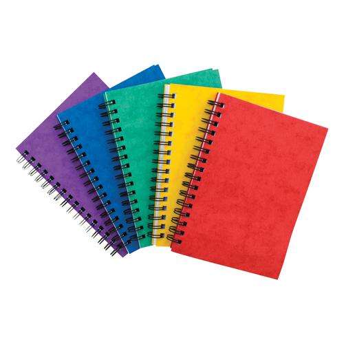 Notebook Sidebound Twin Wire 80gsm Ruled & Perforated 120pp A6 Assorted Colours A [Pack 10] The OT Group
